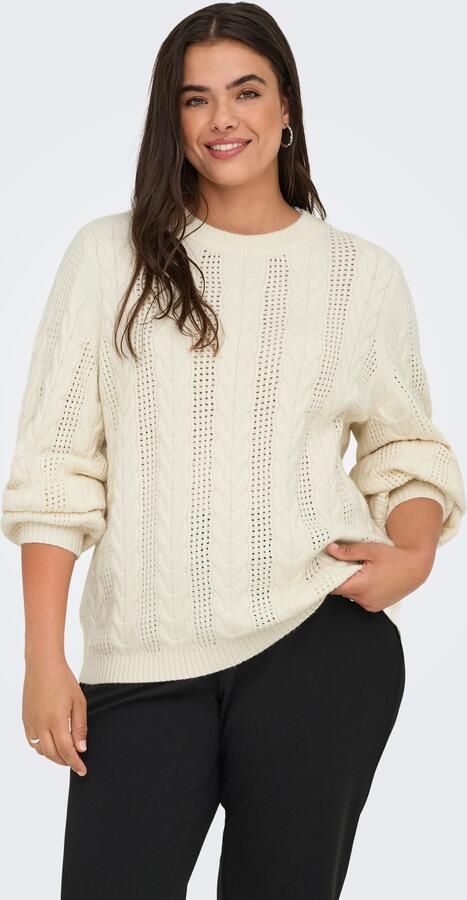 ONLY CARMAKOMA Gebreide trui CARRUBINA LS CABLE O-NECK KNT NOOS - Foto 7