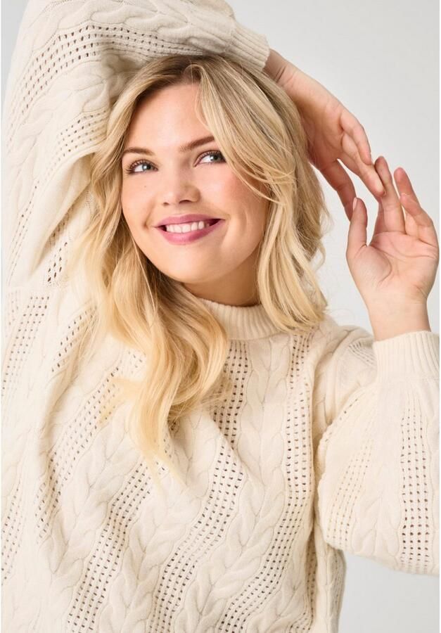 ONLY CARMAKOMA Gebreide trui CARRUBINA LS CABLE O-NECK KNT NOOS - Foto 6