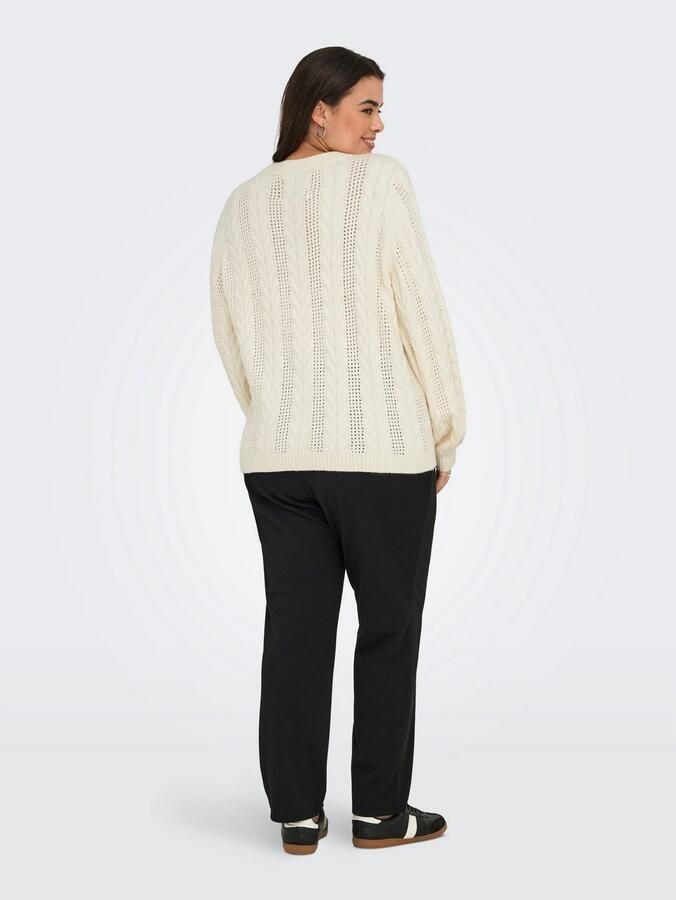 ONLY CARMAKOMA Gebreide trui CARRUBINA LS CABLE O-NECK KNT NOOS - Foto 3