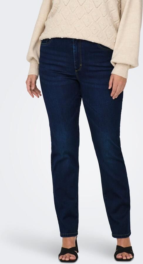 ONLY CARMAKOMA high waist straight leg jeans CARAUGUSTA dark blue denim - Foto 7