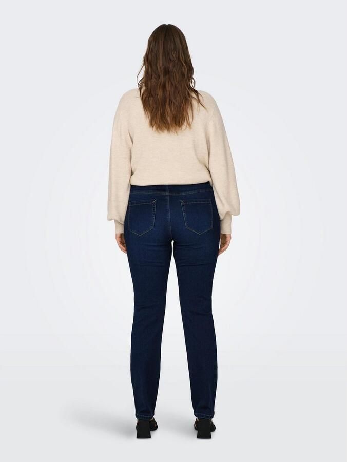 ONLY CARMAKOMA high waist straight leg jeans CARAUGUSTA dark blue denim - Foto 4