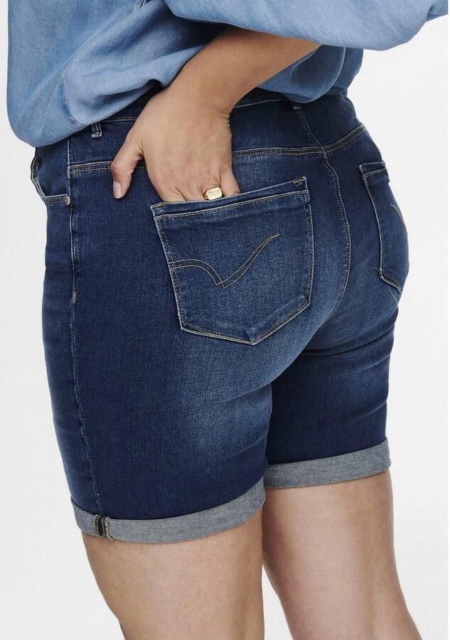 ONLY CARMAKOMA high waist short CARLAOLA donkerblauw denim - Foto 3