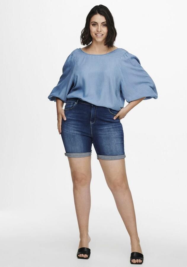 ONLY CARMAKOMA high waist short CARLAOLA donkerblauw denim - Foto 4