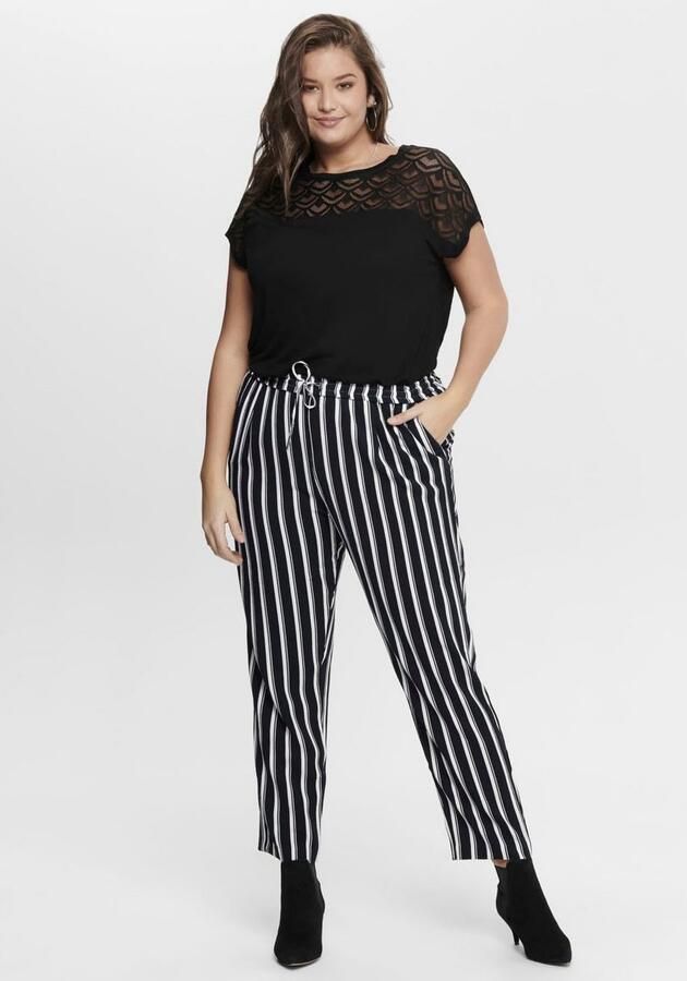 ONLY CARMAKOMA semi-transparante top CARFLAKE met kant zwart - Foto 6