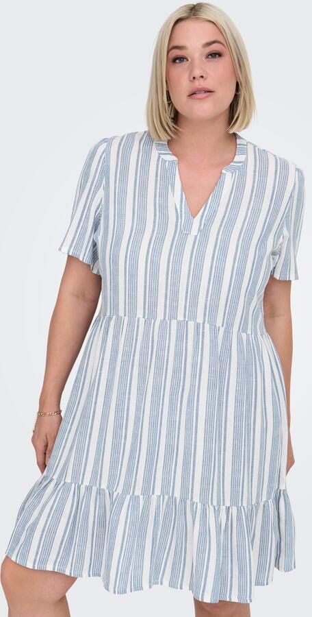 ONLY CARMAKOMA Mini-jurk CARTIRI-CARO S S V-NECK LIN DRESS TLR - Foto 7