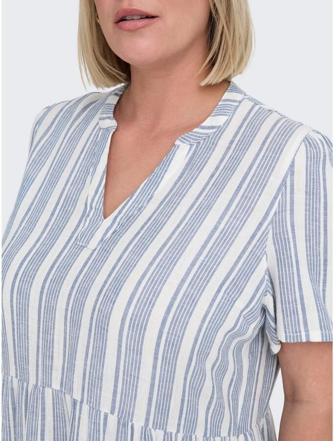 ONLY CARMAKOMA Mini-jurk CARTIRI-CARO S S V-NECK LIN DRESS TLR - Foto 2