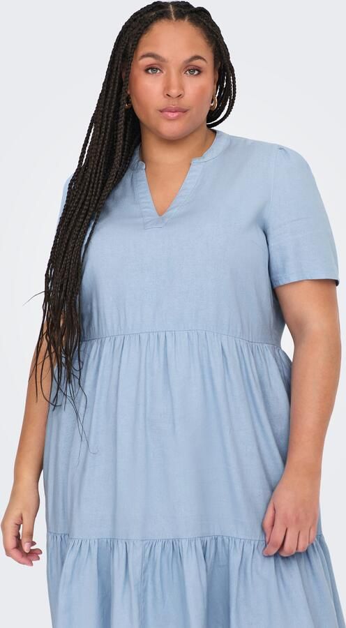 ONLY CARMAKOMA Mini-jurk CARTIRI-CARO S S V-NECK LIN DRESS TLR - Foto 6