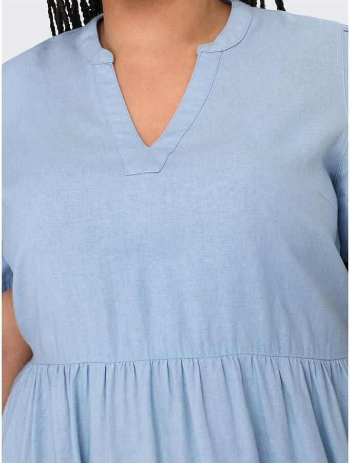 ONLY CARMAKOMA Mini-jurk CARTIRI-CARO S S V-NECK LIN DRESS TLR