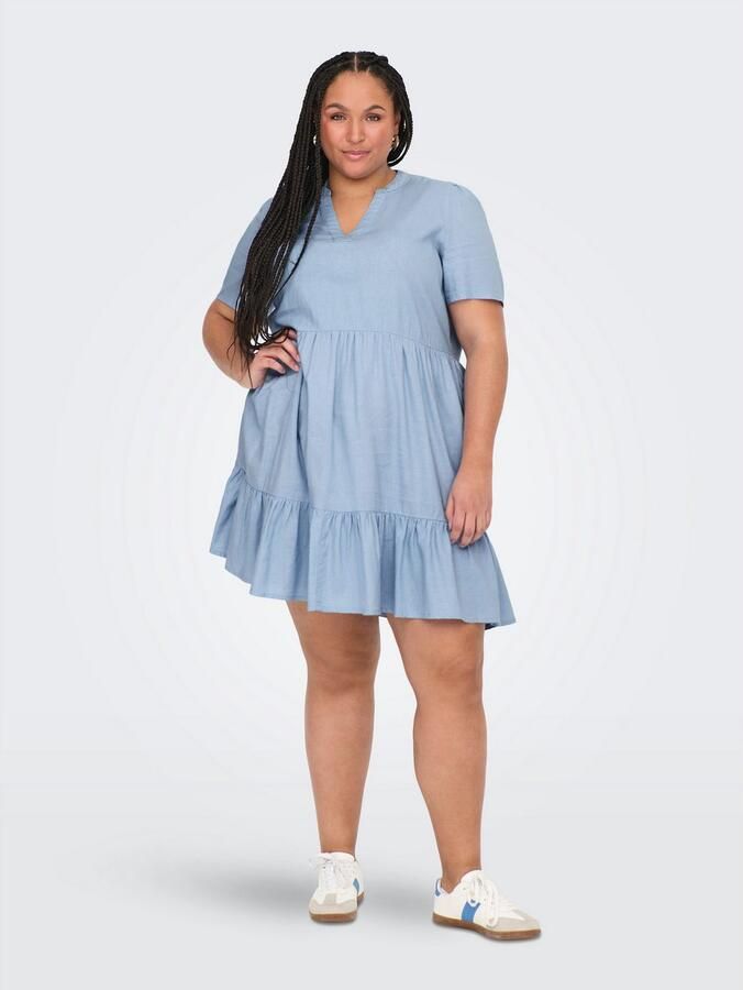ONLY CARMAKOMA Mini-jurk CARTIRI-CARO S S V-NECK LIN DRESS TLR - Foto 3