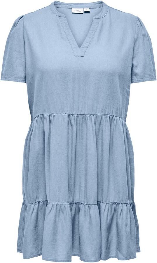 ONLY CARMAKOMA Mini-jurk CARTIRI-CARO S S V-NECK LIN DRESS TLR - Foto 5