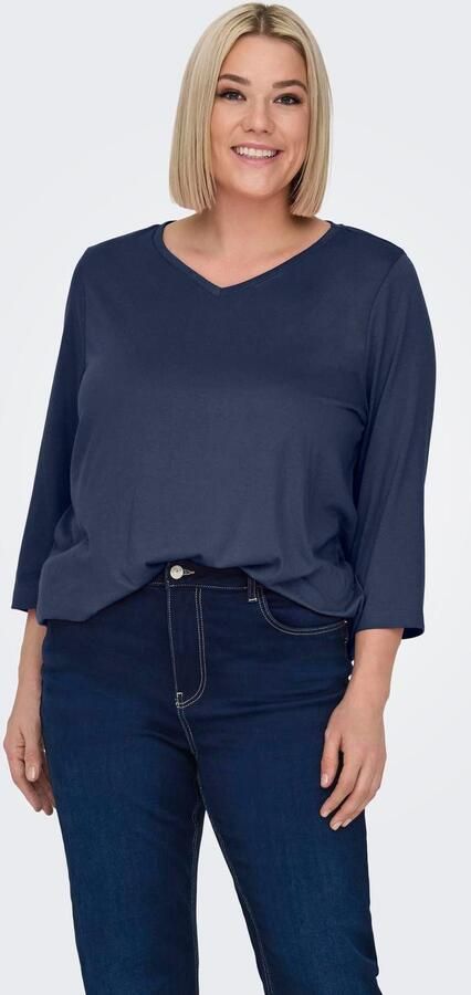 ONLY CARMAKOMA Shirt met 3 4 mouwen CARCARLINNE V-NECK 3 4 TOP JRS BF - Foto 3