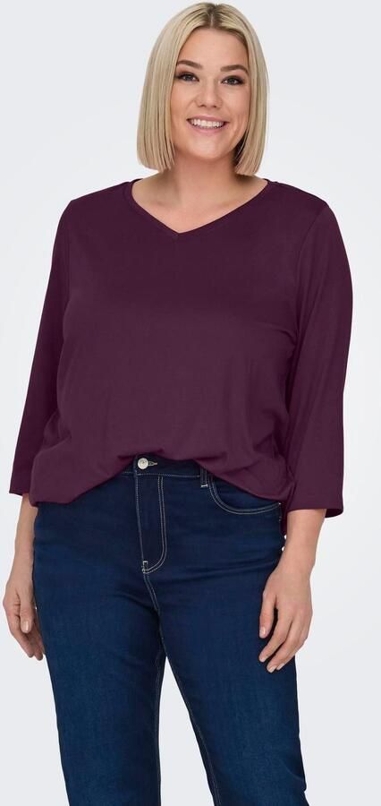 ONLY CARMAKOMA Shirt met 3 4 mouwen CARCARLINNE V-NECK 3 4 TOP JRS BF - Foto 3