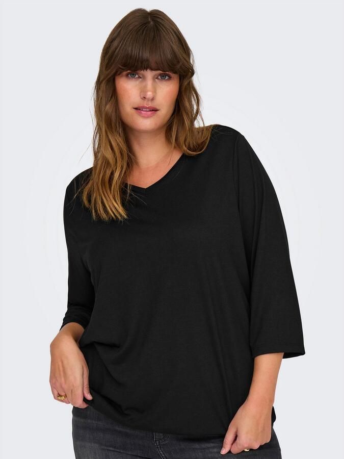 ONLY CARMAKOMA Shirt met 3 4 mouwen CARCARLINNE V-NECK 3 4 TOP JRS BF - Foto 5