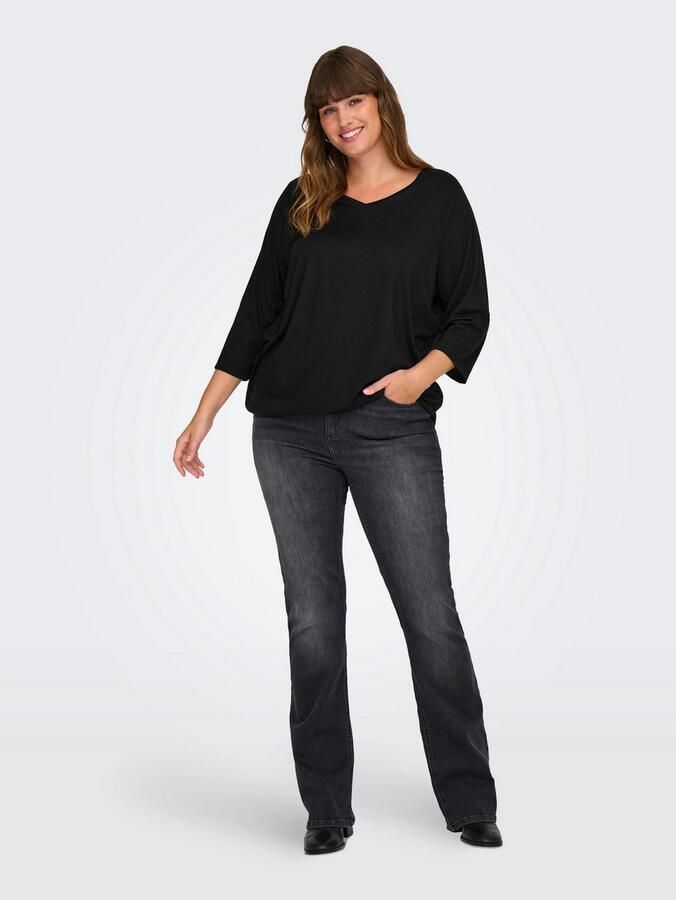 ONLY CARMAKOMA Shirt met 3 4 mouwen CARCARLINNE V-NECK 3 4 TOP JRS BF - Foto 3