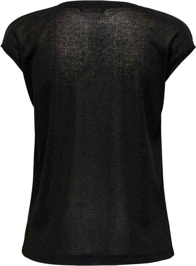 ONLY CARMAKOMA Shirt met korte mouwen CARSILVERY S S V NECK LUREX TOP JRS NOOS