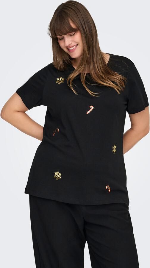 ONLY CARMAKOMA Shirt met korte mouwen CARXMAS HOLIDAY O-NECK SS REG TEE JRS - Foto 6