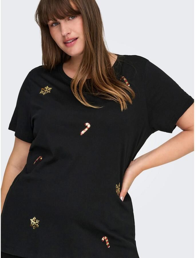 ONLY CARMAKOMA Shirt met korte mouwen CARXMAS HOLIDAY O-NECK SS REG TEE JRS - Foto 2