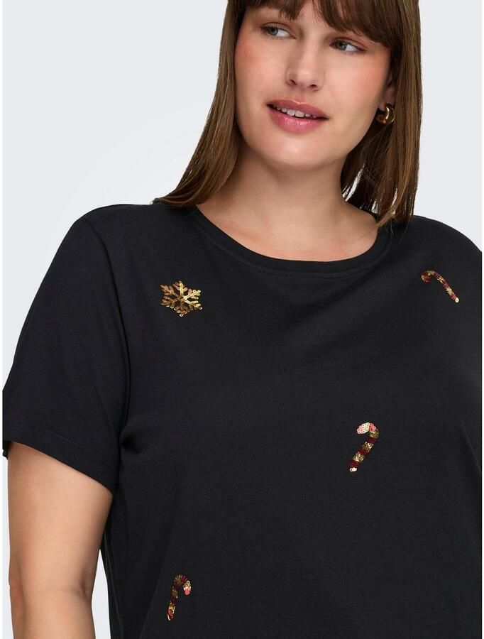 ONLY CARMAKOMA Shirt met korte mouwen CARXMAS HOLIDAY O-NECK SS REG TEE JRS - Foto 3