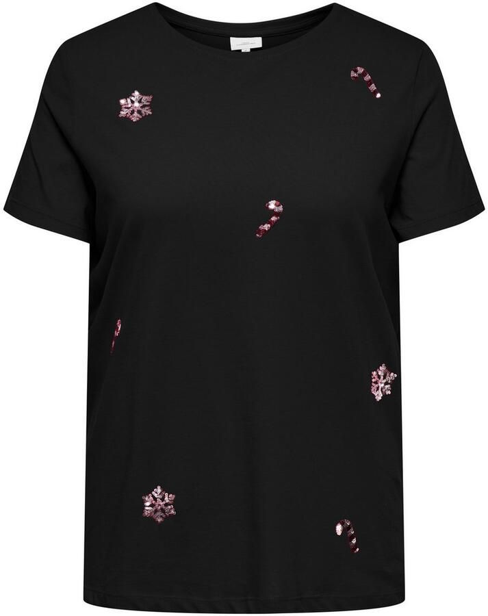 ONLY CARMAKOMA Shirt met korte mouwen CARXMAS HOLIDAY O-NECK SS REG TEE JRS