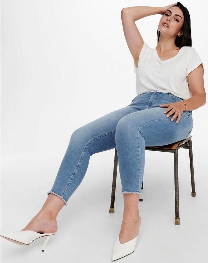 ONLY CARMAKOMA cropped regular waist skinny jeans CARWILLY light denim