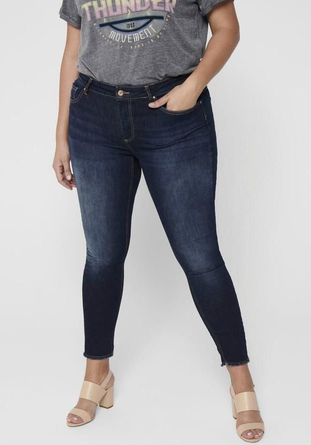 ONLY CARMAKOMA regular waist cropped skinny jeans CARWILLY dark denim - Foto 6