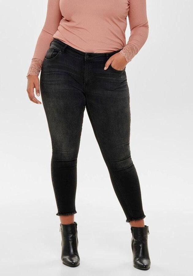 ONLY CARMAKOMA cropped regular waist skinny jeans CARWILLY antraciet - Foto 8