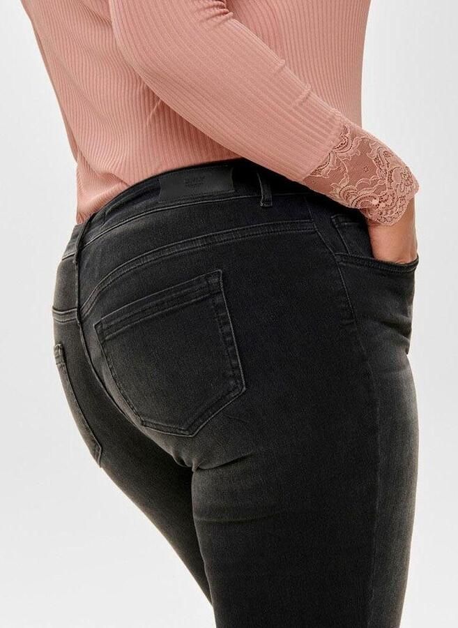 ONLY CARMAKOMA cropped regular waist skinny jeans CARWILLY antraciet - Foto 4