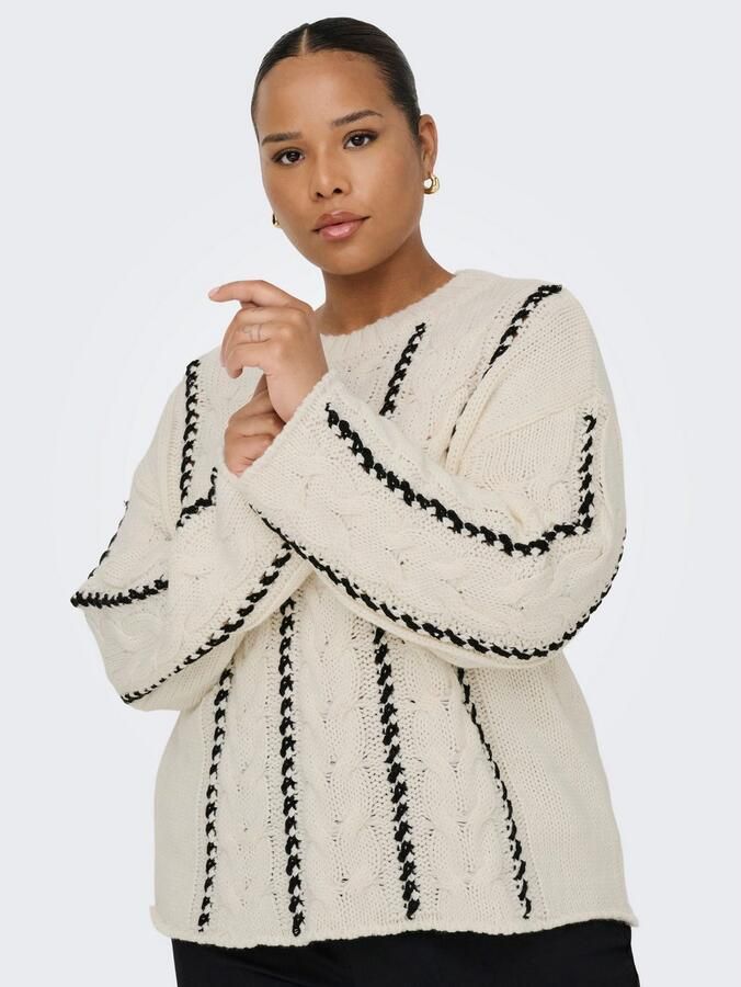 ONLY CARMAKOMA Trui met ronde hals CARTESSA CABEL STITCH LS O-NECK KNT - Foto 4