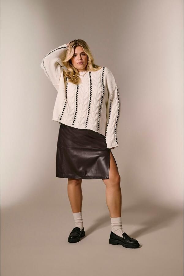 ONLY CARMAKOMA Trui met ronde hals CARTESSA CABEL STITCH LS O-NECK KNT - Foto 7