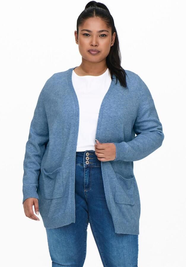 ONLY CARMAKOMA gemêleerd fijngebreid vest CARESLY blauw - Foto 6