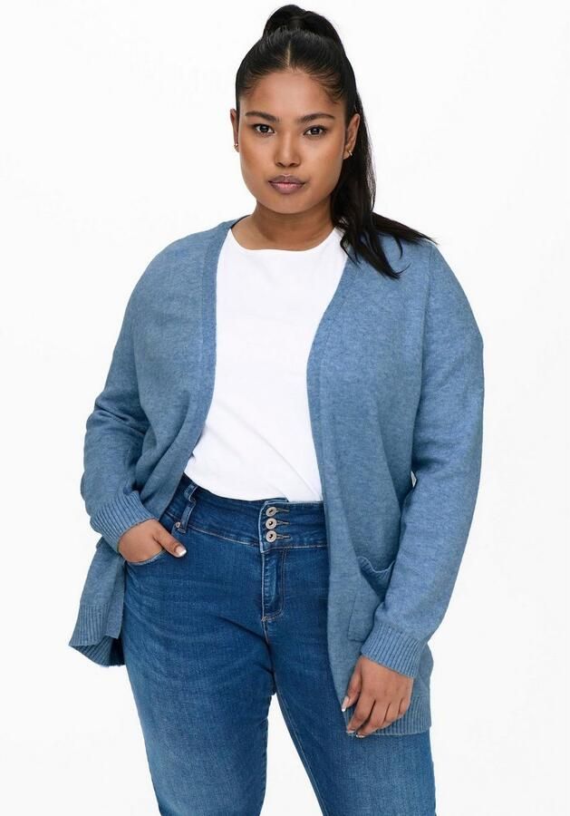 ONLY CARMAKOMA gemêleerd fijngebreid vest CARESLY blauw - Foto 5