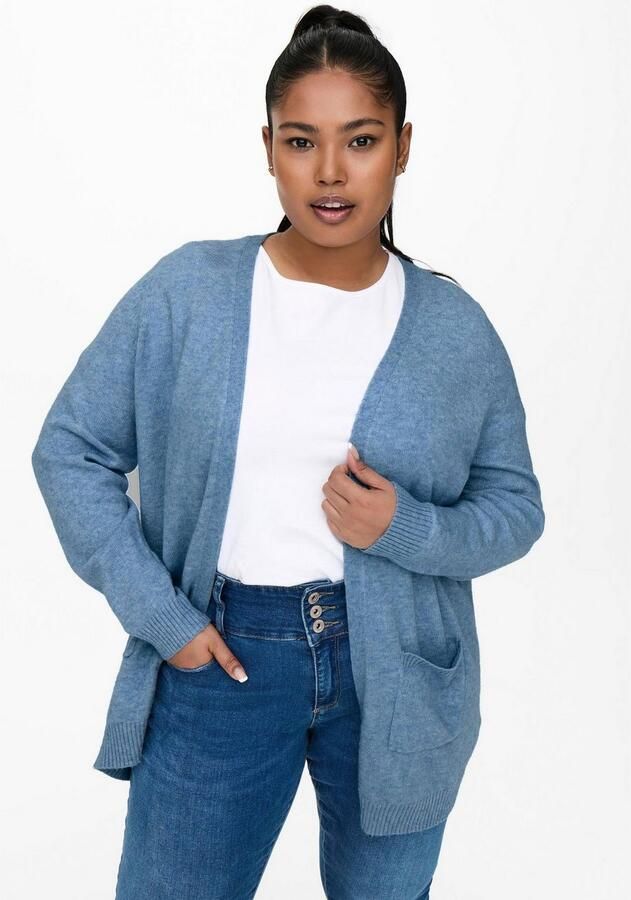 ONLY CARMAKOMA gemêleerd fijngebreid vest CARESLY blauw - Foto 2