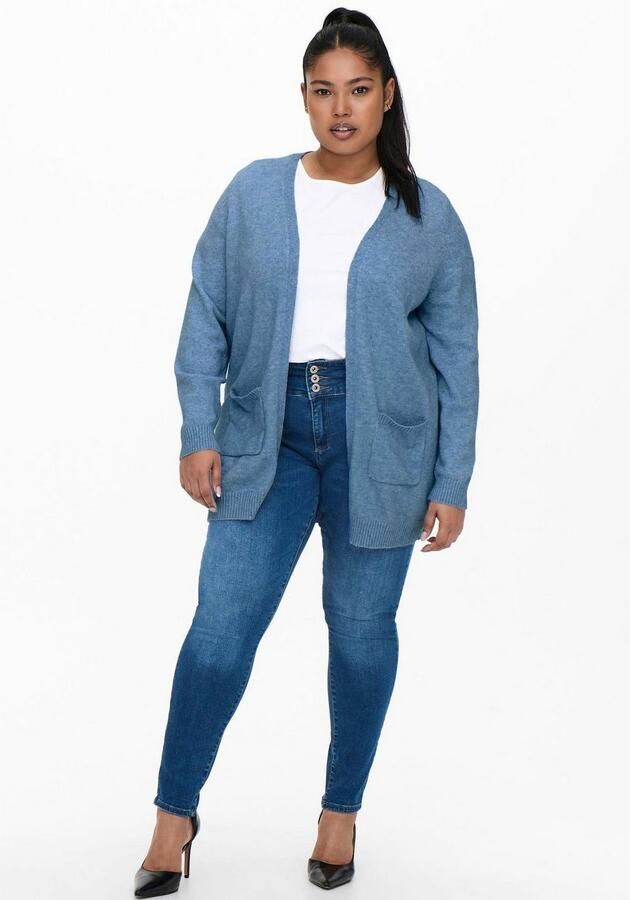 ONLY CARMAKOMA gemêleerd fijngebreid vest CARESLY blauw - Foto 3