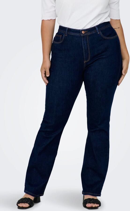 ONLY CARMAKOMA high waist flared jeans CARSALLY donkerblauw - Foto 6