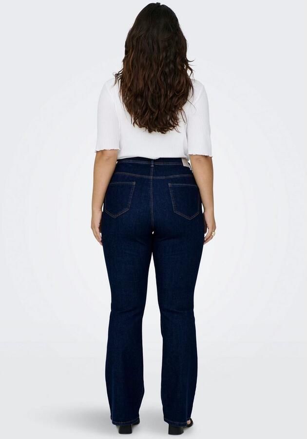 ONLY CARMAKOMA high waist flared jeans CARSALLY donkerblauw - Foto 3