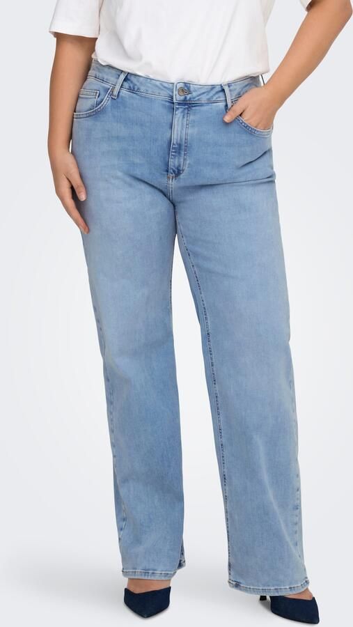 ONLY CARMAKOMA high waist wide leg jeans light blue denim - Foto 9