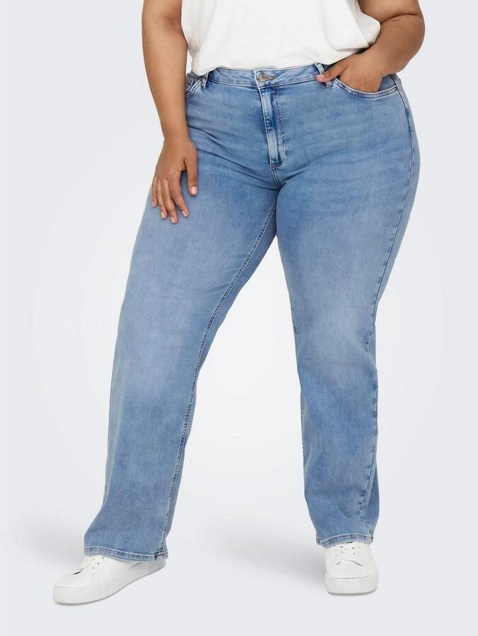 ONLY CARMAKOMA high waist wide leg jeans light blue denim - Foto 5