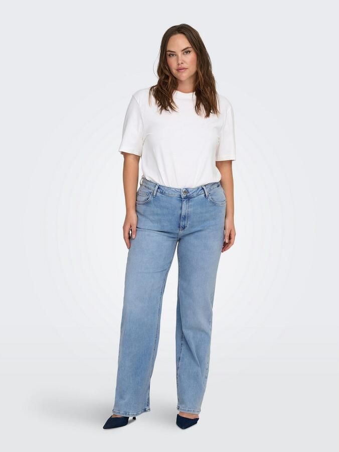 ONLY CARMAKOMA high waist wide leg jeans light blue denim - Foto 7