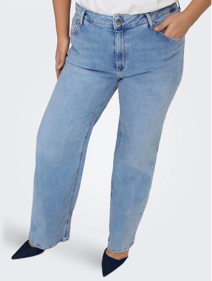 ONLY CARMAKOMA high waist wide leg jeans light blue denim - Foto 3