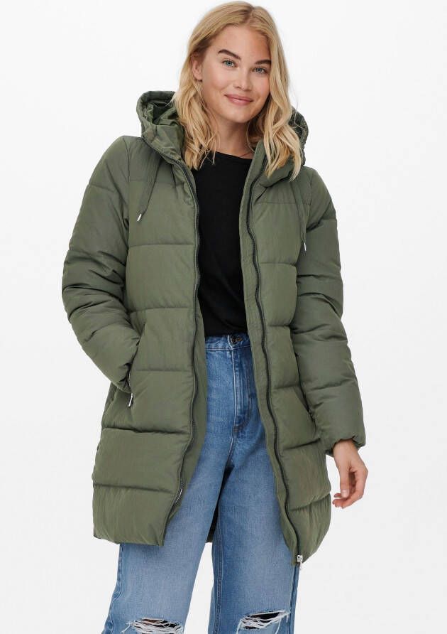 Only Gewatteerde lange jas met capuchon model 'ONLDOLLY LONG PUFFER COAT'
