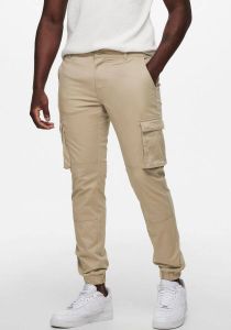 ONLY & SONS tapered fit cargo broek ONSCAM chinchilla