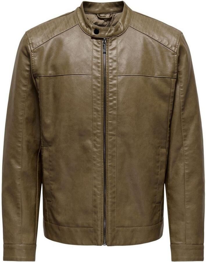 ONLY & SONS imitatie leren jas ONSMIKE bruin