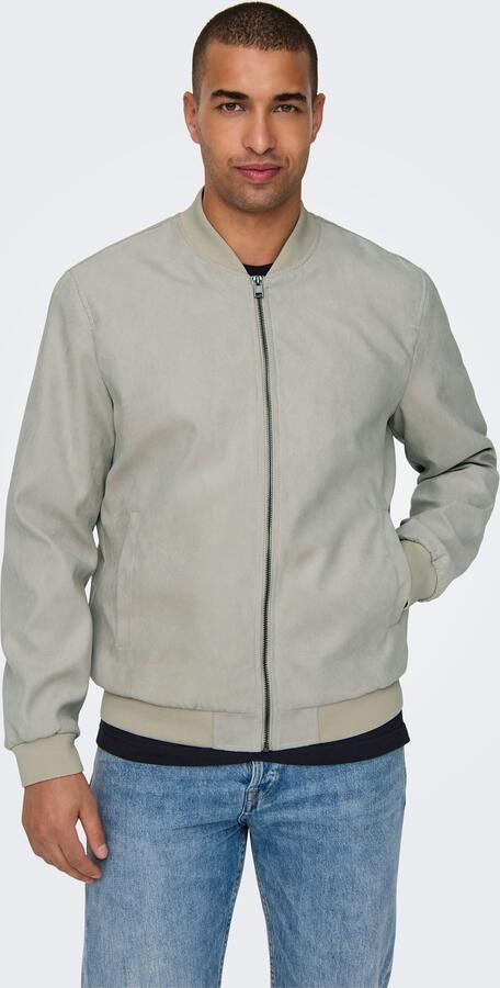 Only & Sons Lucas Fake Suede Bomber Jack Heren Gray Heren - Foto 6