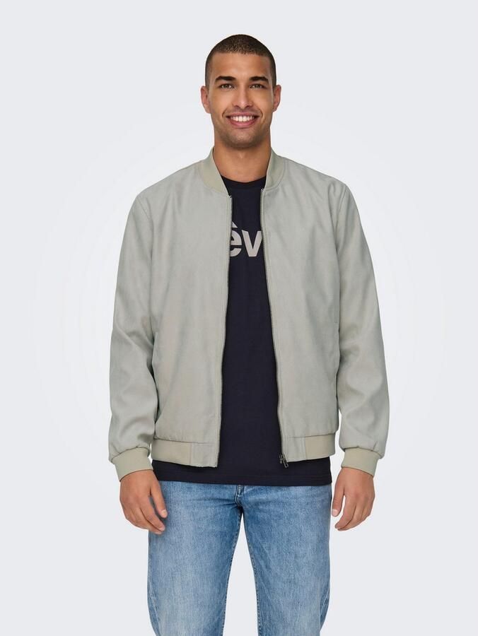 Only & Sons Lucas Fake Suede Bomber Jack Heren Gray Heren - Foto 3