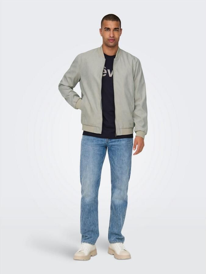 Only & Sons Lucas Fake Suede Bomber Jack Heren Gray Heren - Foto 4