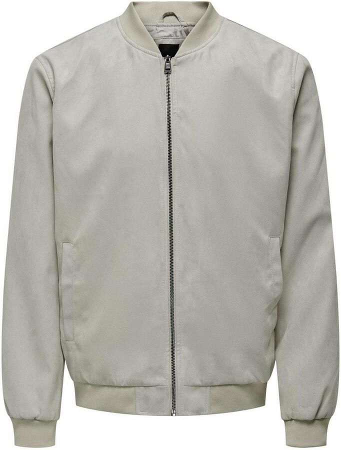 Only & Sons Lucas Fake Suede Bomber Jack Heren Gray Heren