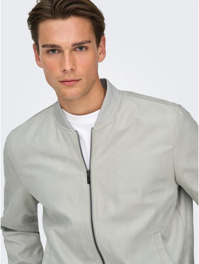 Only & Sons Lucas Fake Suede Bomber Jack Heren Gray Heren - Foto 3