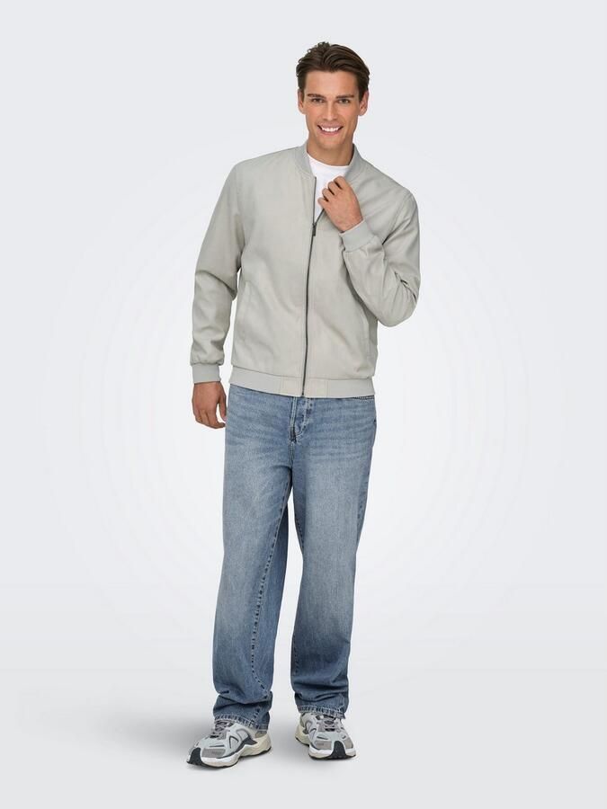 Only & Sons Lucas Fake Suede Bomber Jack Heren Gray Heren - Foto 10