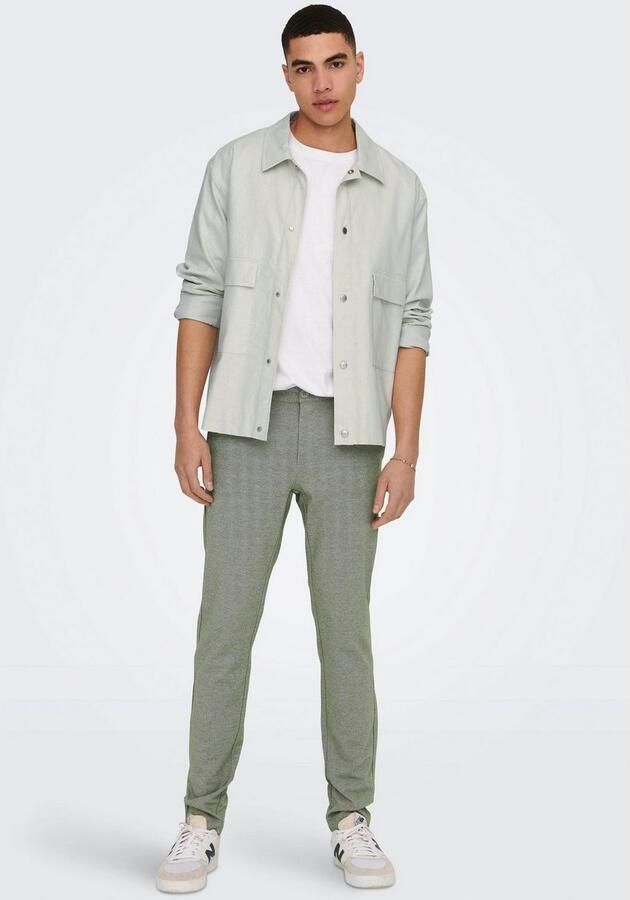 Only & Sons Slim fit stoffen broek in gemêleerde look model 'MARK' - Foto 4
