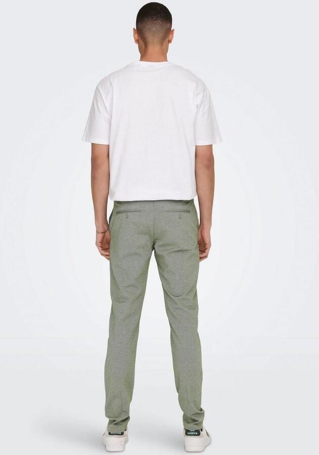 Only & Sons Slim fit stoffen broek in gemêleerde look model 'MARK' - Foto 3